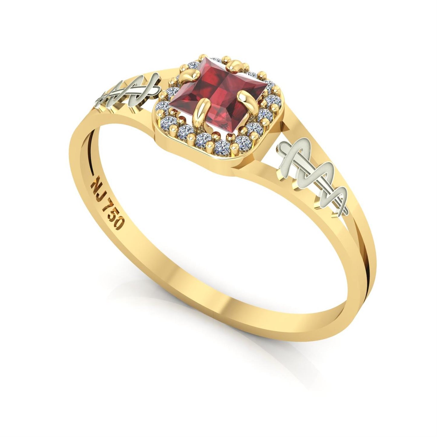 Anel de Formatura de Odontologia Small Square Ouro 18k