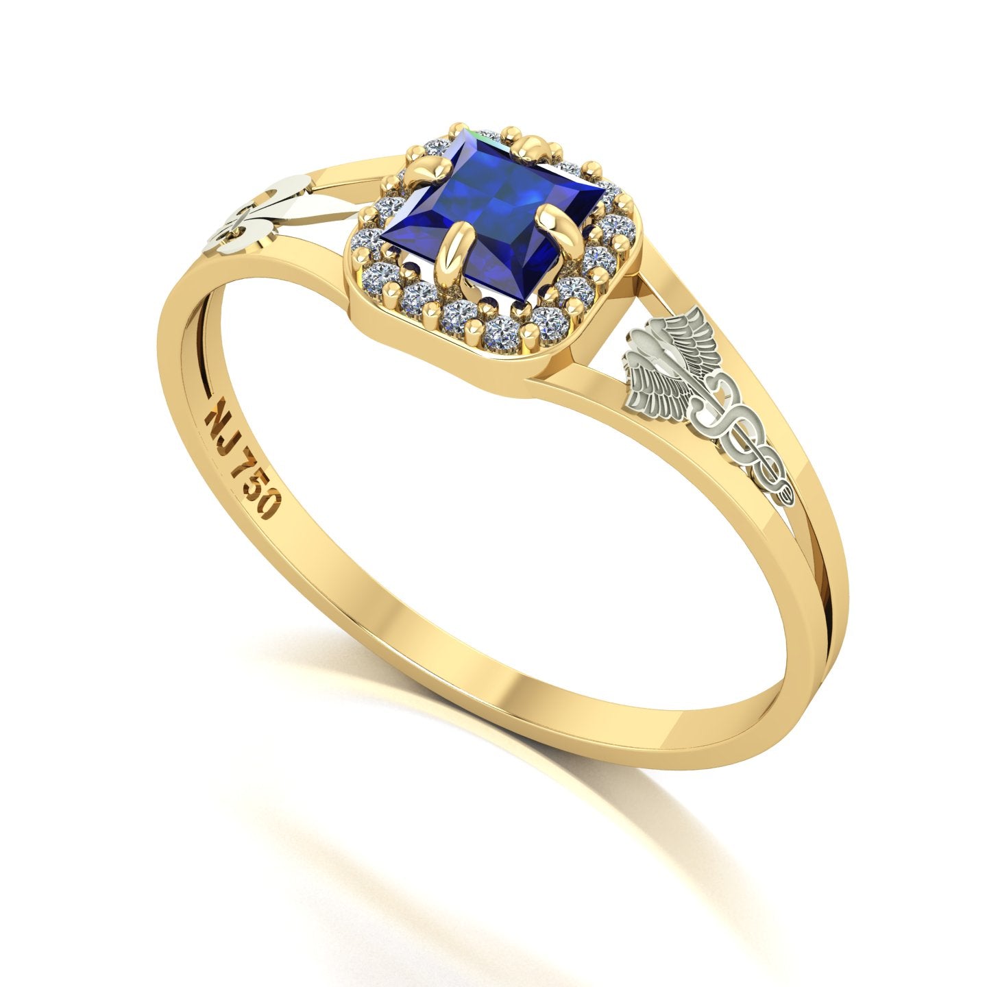 Anel de Formatura de Pedagogia Small Square Ouro 18k