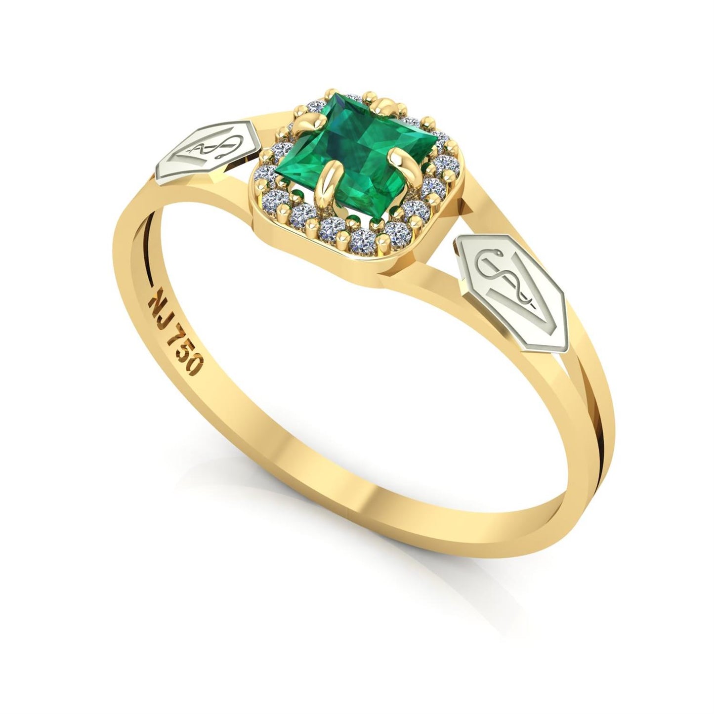 Anel de Formatura de Veterinária Small Square Ouro 18k