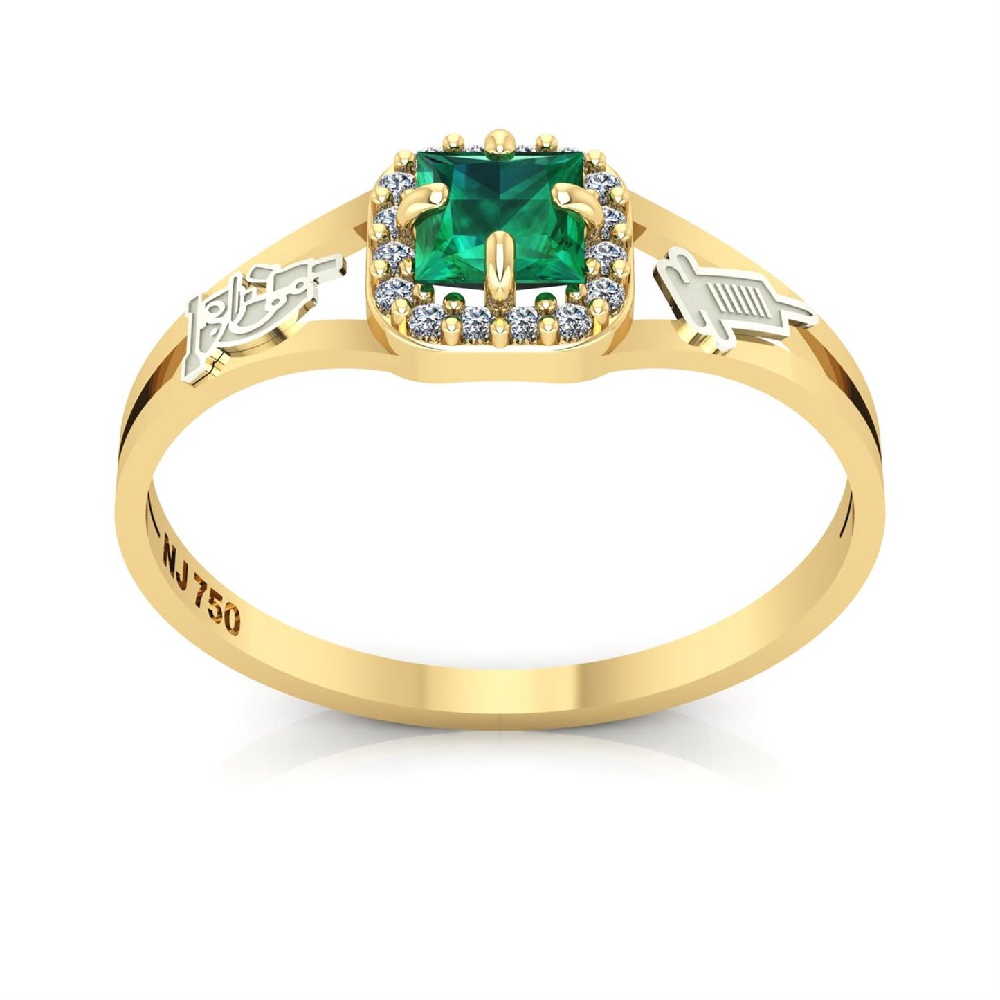 Anel de Formatura de Biomedicina Small Square Ouro 18k