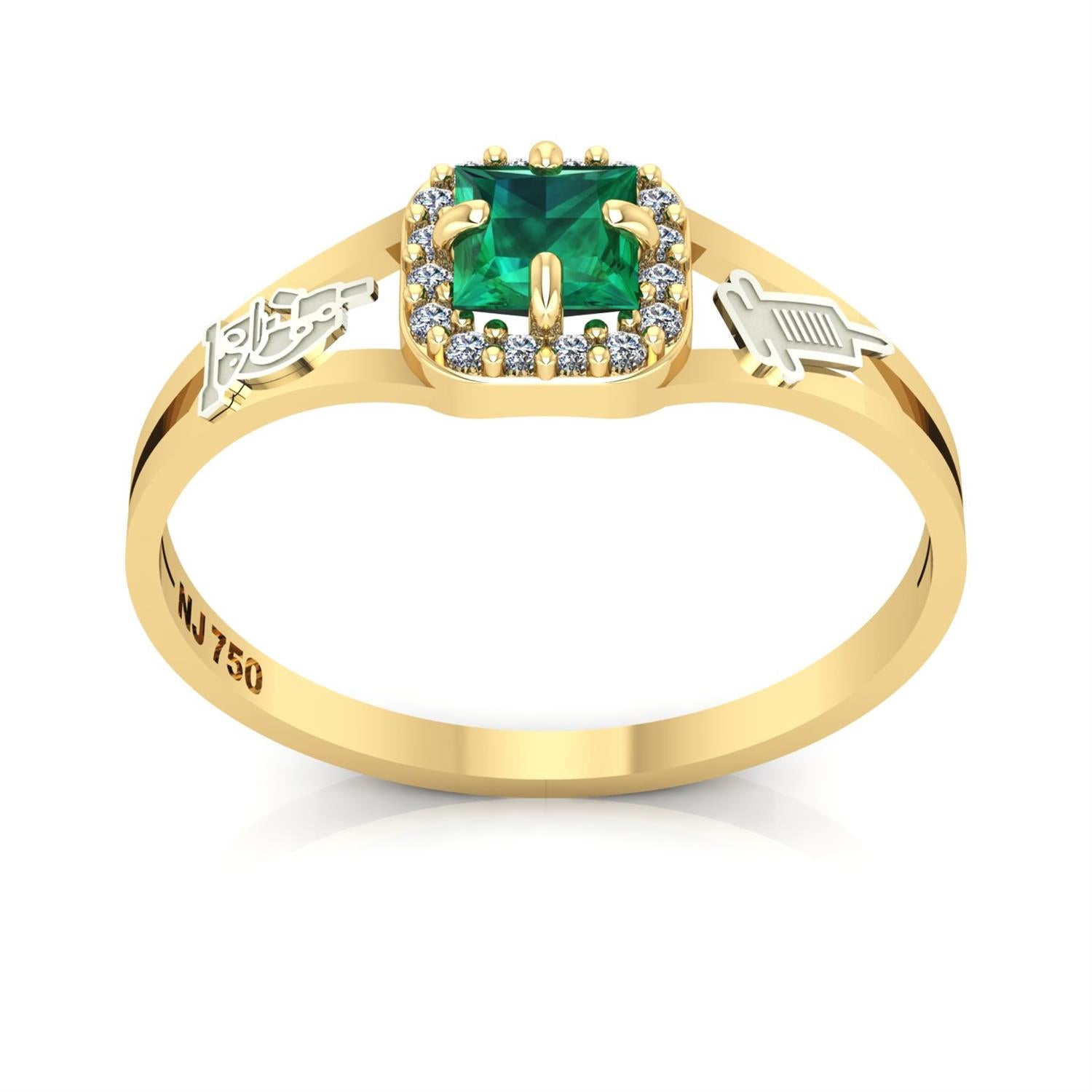 Anel de Formatura de Biomedicina Small Square Ouro 18k