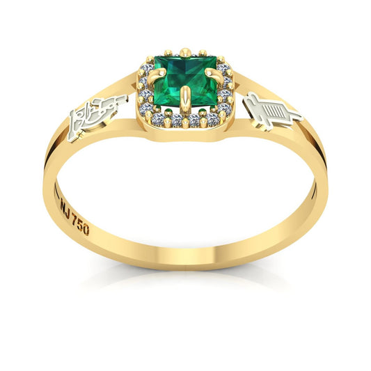 Anel de Formatura de Biomedicina Small Square Ouro 18k