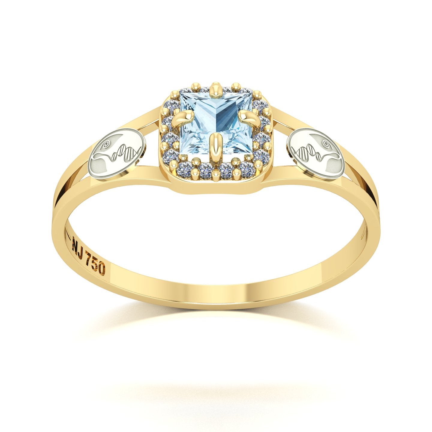 Anel de Formatura de Biologia Small Square Ouro 18k
