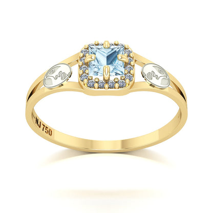 Anel de Formatura de Biologia Small Square Ouro 18k