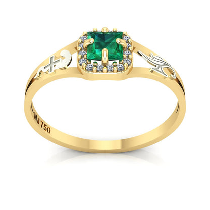 Anel de Formatura de Enfermagem Small Square Ouro 18k