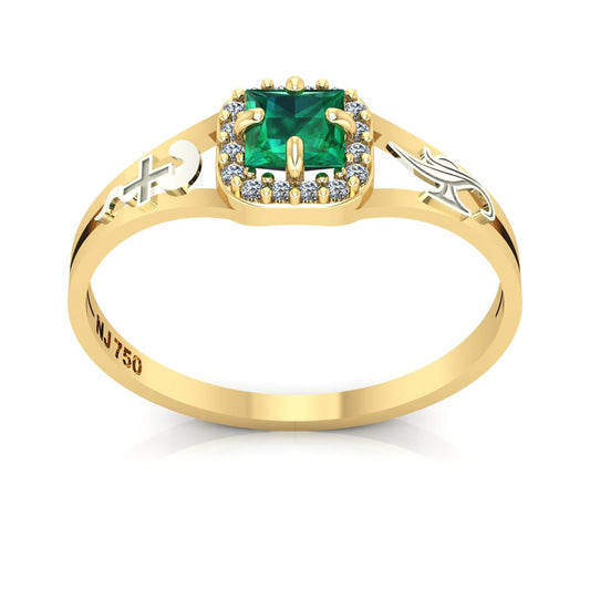 Anel de Formatura de Enfermagem Small Square Ouro 18k
