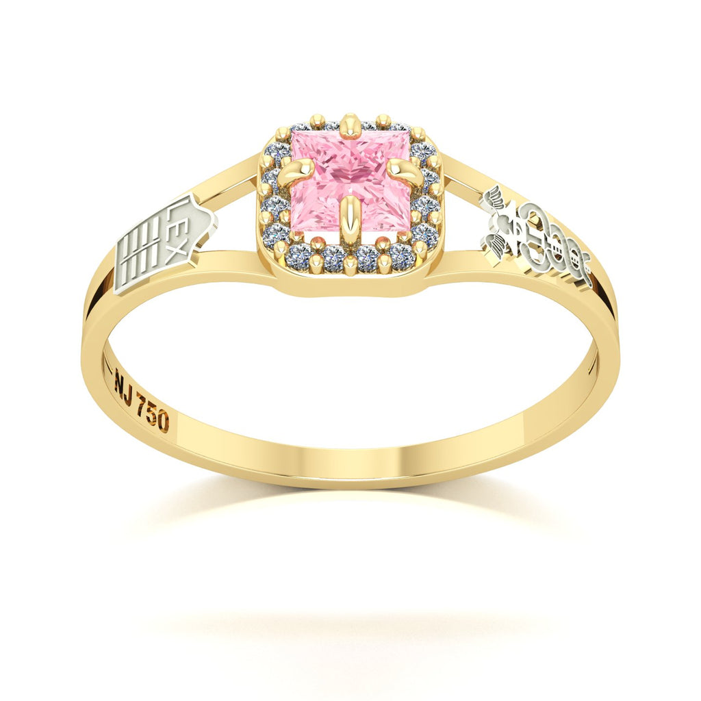 Anel de Formatura de Ciências Contábeis Small Square Ouro 18k