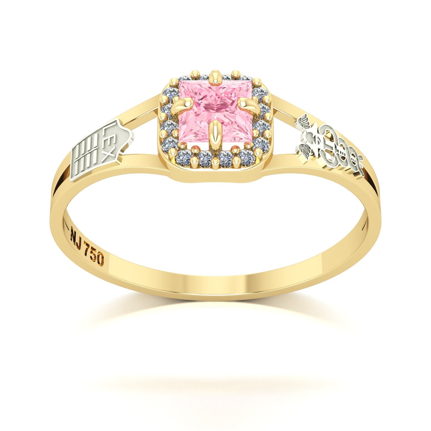 Anel de Formatura de Ciências Contábeis Small Square Ouro 18k