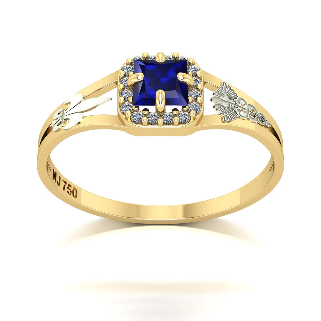 Anel de Formatura de Pedagogia Small Square Ouro 18k
