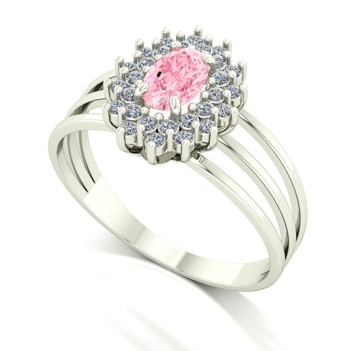 Anel Bright Turmalina Rosa e Diamantes Ouro 18k