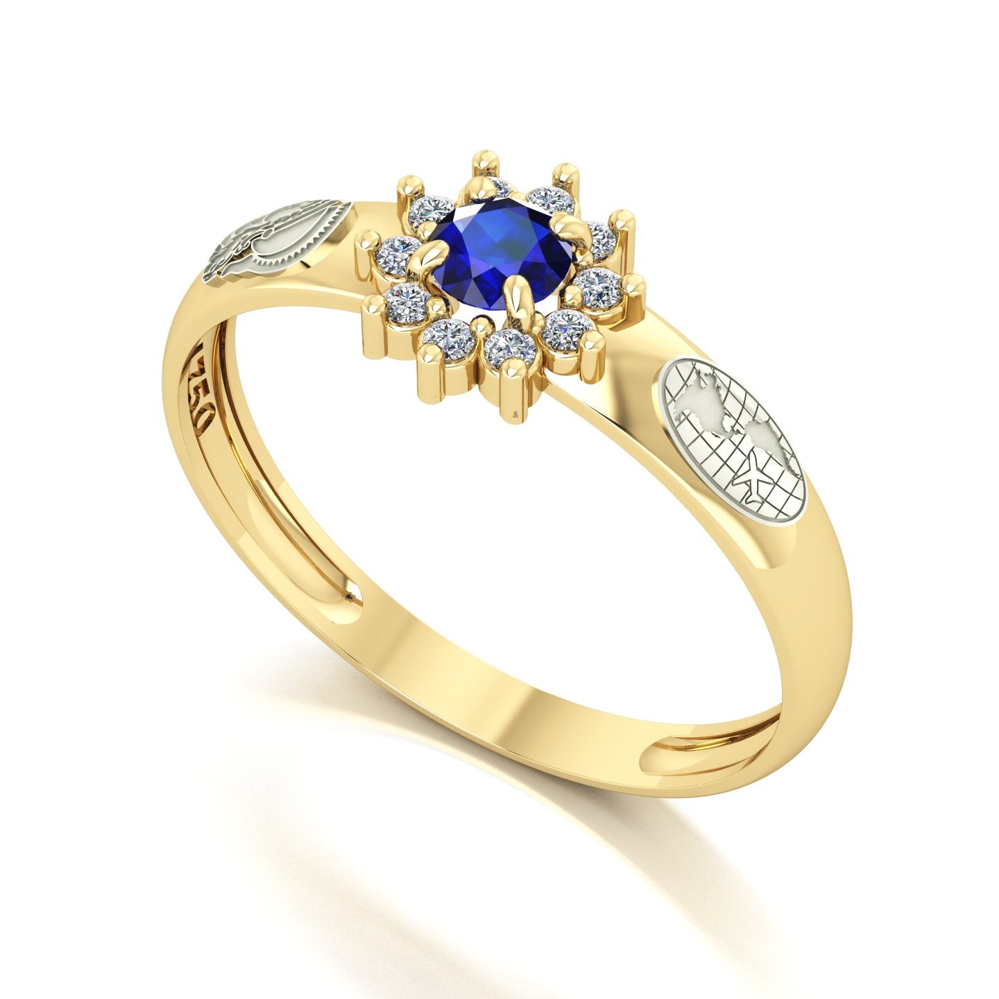 Anel de Formatura de Engenharia e Comércio Exterior Evermore Ouro 18k