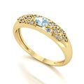 Anel Classic Água Marinha e Diamantes Naturais Ouro 18k