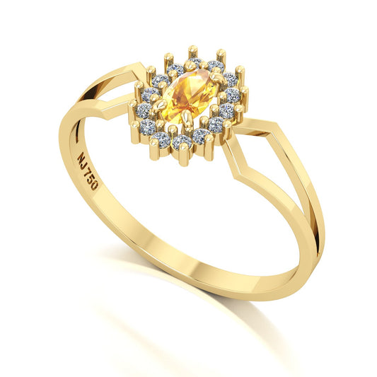 Anel Lovely IV Citrino e Diamantes Ouro 18k