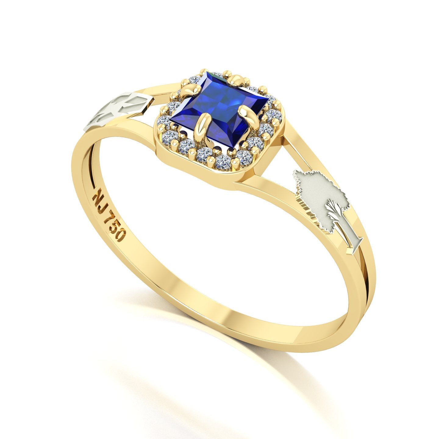 Anel de Formatura de Engenharia Ambiental Small Square Ouro 18k