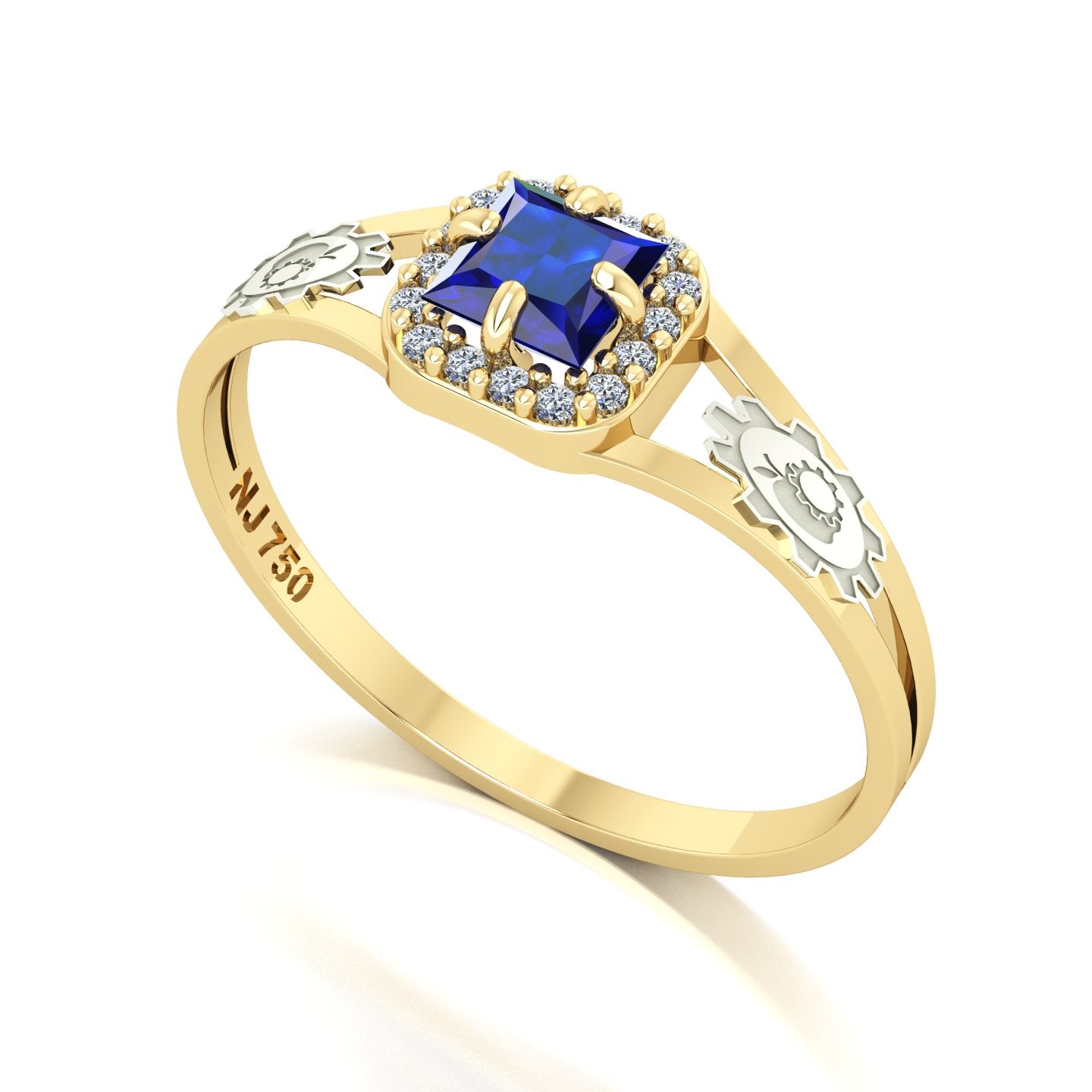 Anel de Formatura de Engenharia de Alimentos Small Square Ouro 18k