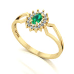 Anel Lovely IV Esmeralda e Diamantes Ouro 18k