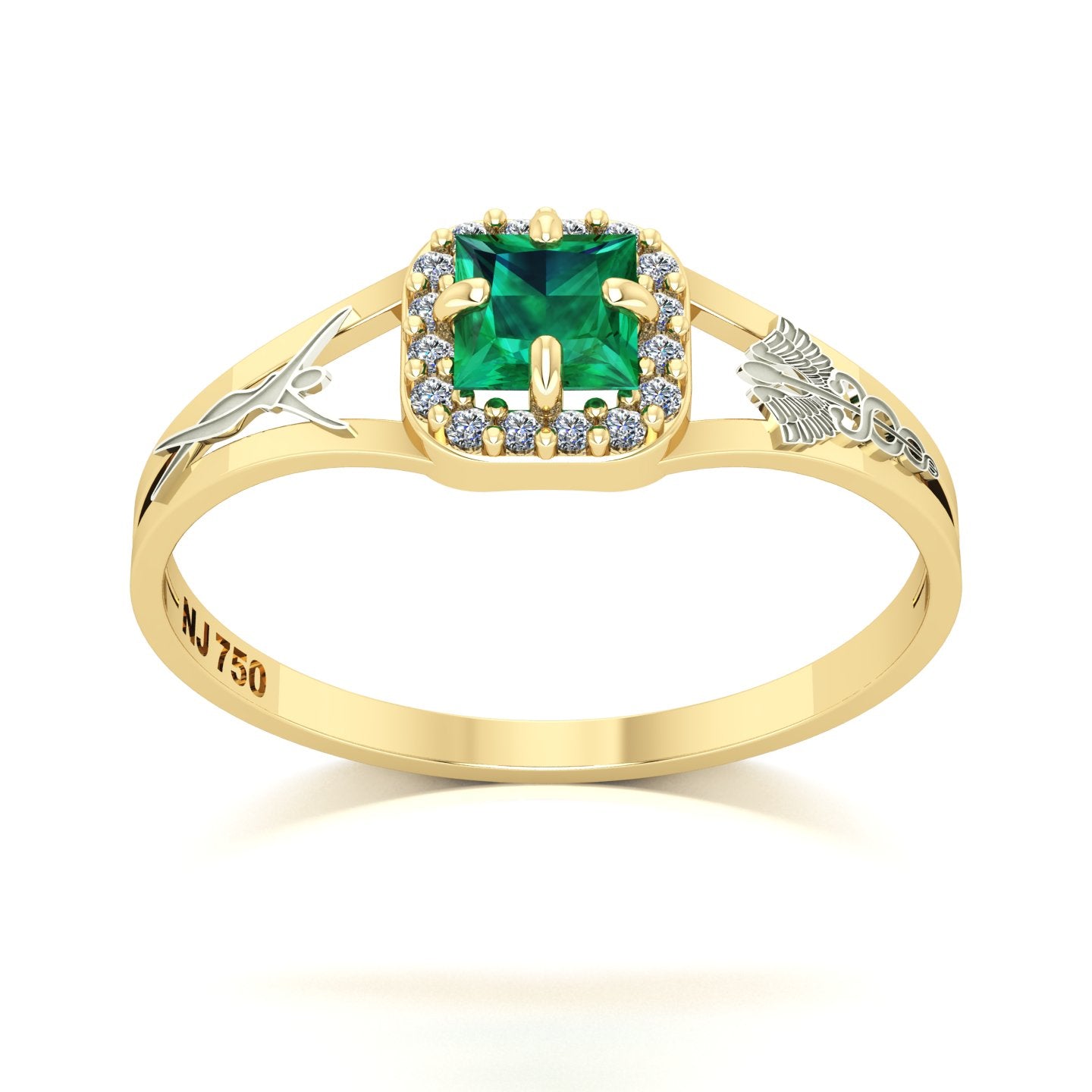 Anel de Formatura de Técnico em Enfermagem Small Square Ouro 18k