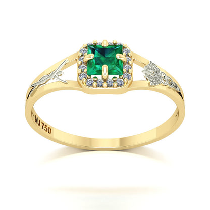 Anel de Formatura de Técnico em Enfermagem Small Square Ouro 18k