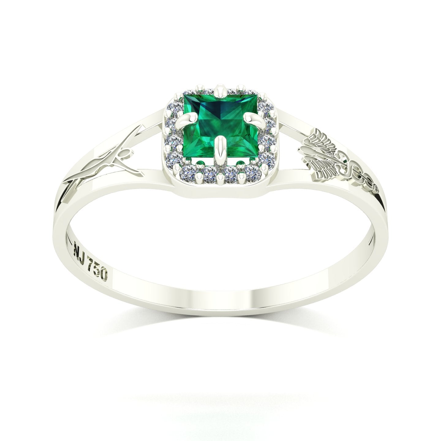 Anel de Formatura de Técnico em Enfermagem Small Square Ouro 18k