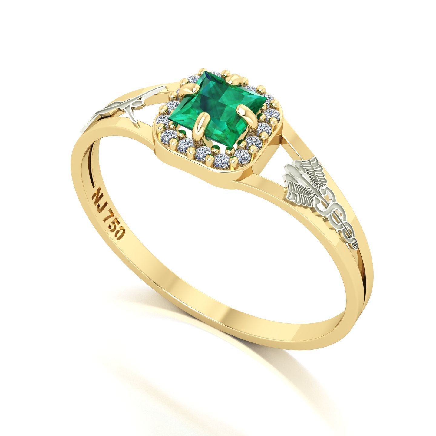 Anel de Formatura de Técnico em Enfermagem Small Square Ouro 18k