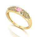 Anel Classic Turmalina Rosa e Diamantes Naturais Ouro 18k