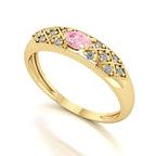 Anel Classic Turmalina Rosa e Diamantes Naturais Ouro 18k