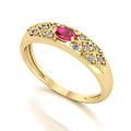Anel Classic Rubi e Diamantes Naturais Ouro 18k