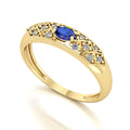 Anel Classic Safira e Diamantes Naturais Ouro 18k