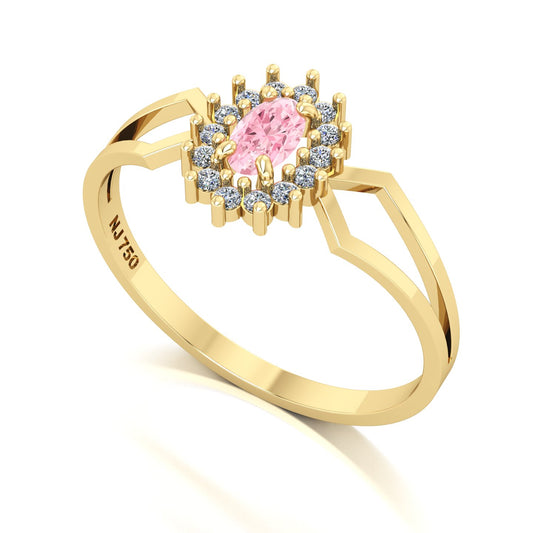 Anel Lovely IV Turmalina Rosa e Diamantes Ouro 18k